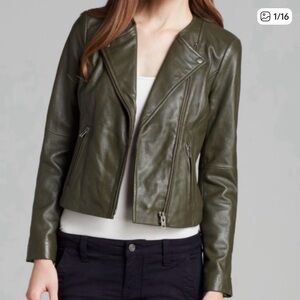 Olive Green Women's Leather Jacket